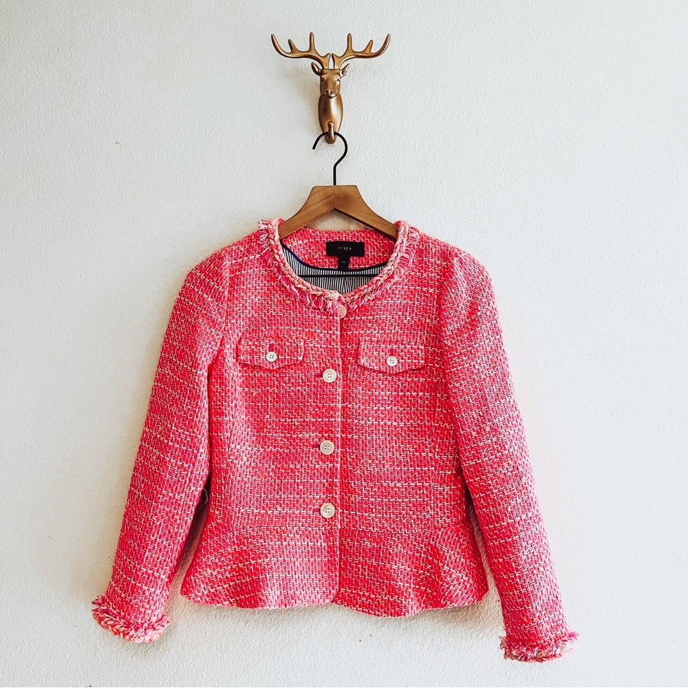 J Crew Women's Pink Button Front Blazer Jacket Size 00